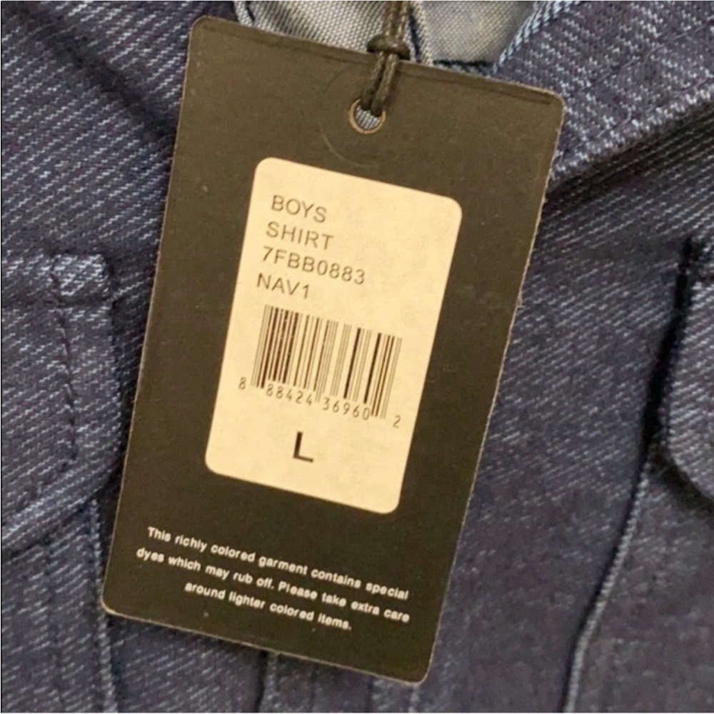 New with tags authentic 7 for All Mankind boys designer button down shirt L - Picture 6 of 6